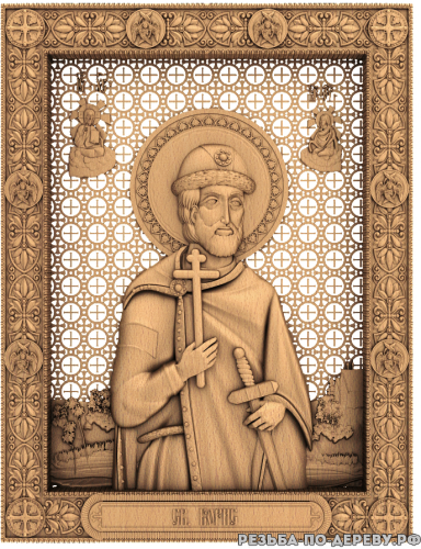 Резная икона Святой Борис из дерева